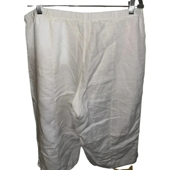 Pure Jill White Linen Wide Leg Cropped Pants Size Large - Picture 4 of 8